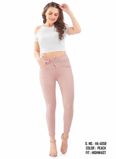 New Stylish Fancy Wear Ankle Fit Hightwaist Pant Collection HA 4058 D Peach
